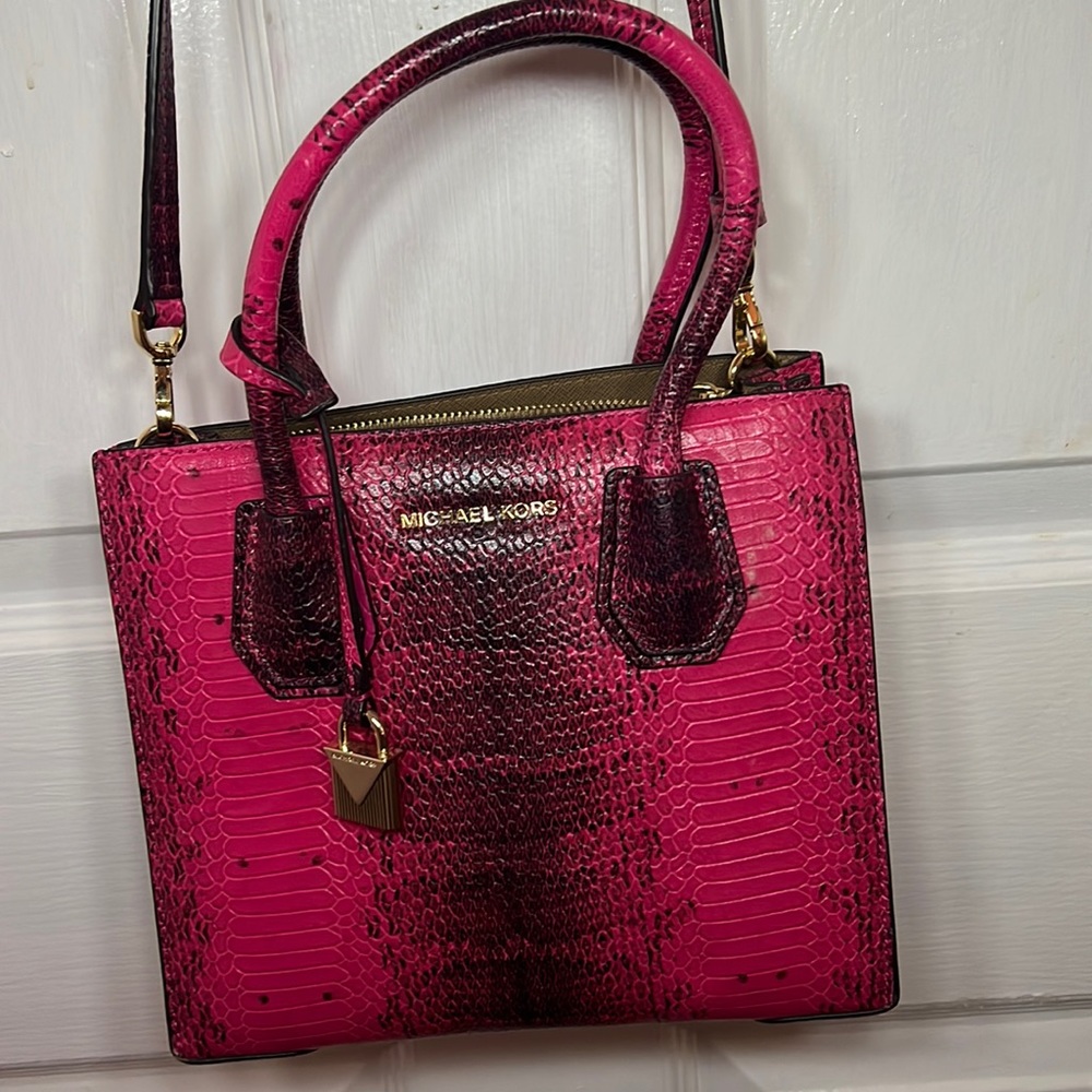 Michael Kors bag, pink with Black snake print